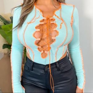 ❗️SALE❗️Mint Orange Long Sleeve Bodysuit